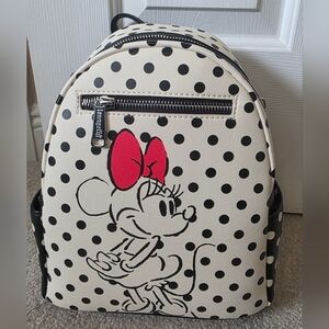 Loungefly Polka Dot Minnie Mouse Mini Backpack - White, Black & Red